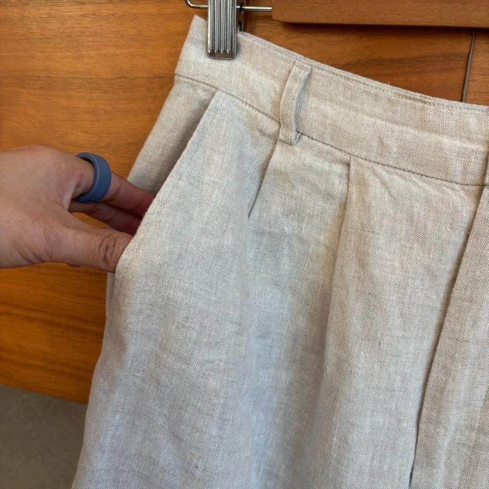 Reformation Alex Linen Mid Rise Pant, Size 6